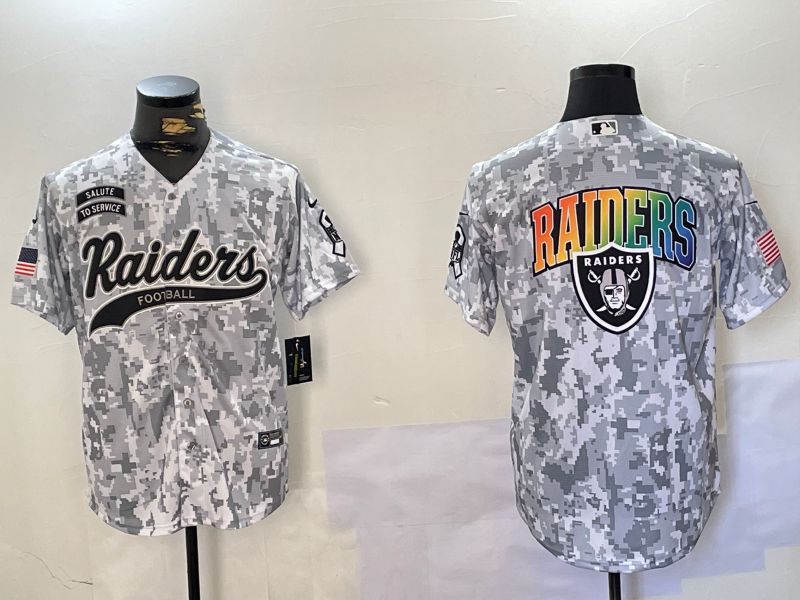 Men Oakland Raiders Blank Nike Arctic Camo 2024 Salute to Service Limited NFL Jersey style 4